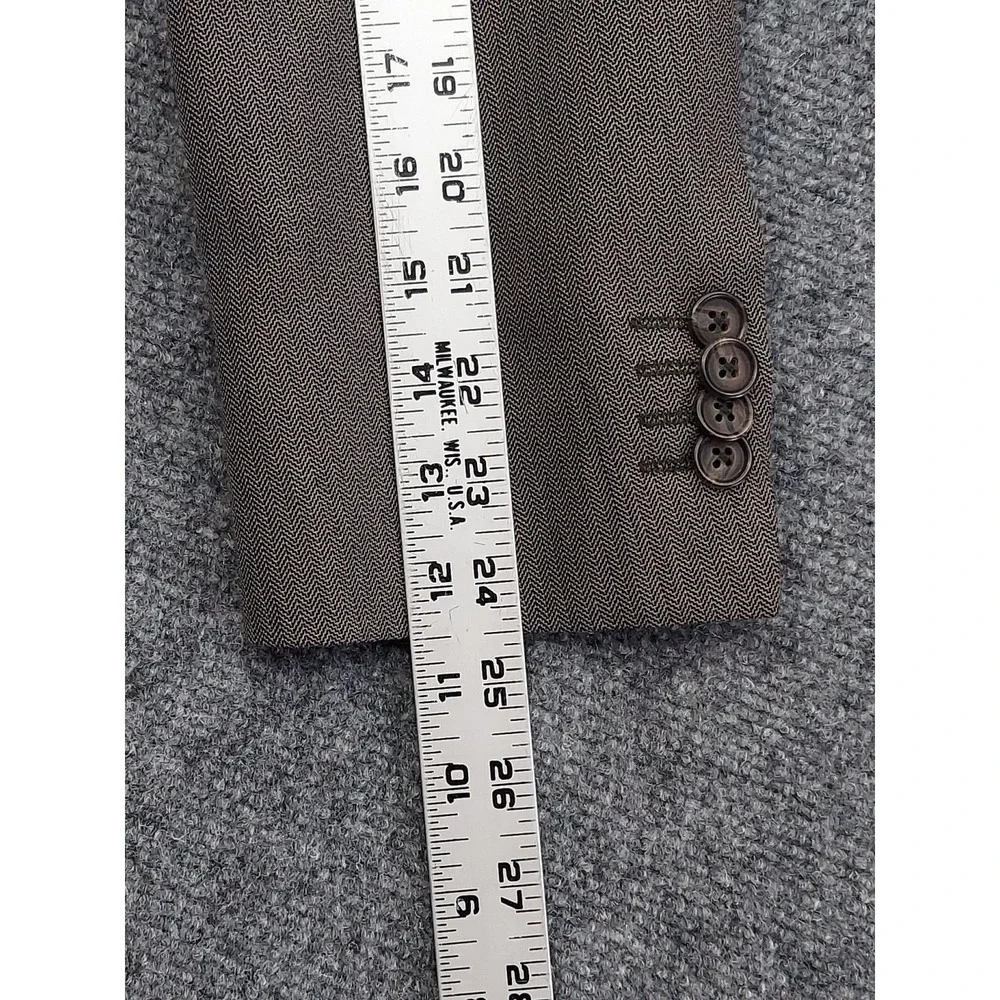 Banana Republic Blazer Jacket 40 Short Brown Herringbone 3 Button Notch